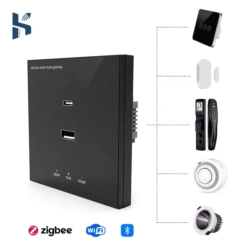 Tuya Smart Home Zigbee 3.0 Wall Multi Mode Gateway Rechargeable USB Type-C Wireless BLE Gateway WiFi Smart Hub EU UK