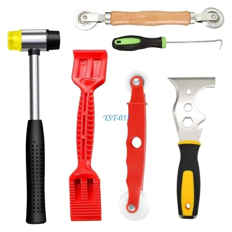 E15A Glass Installation Equipment With Steel Putty Cnif Shock Absorbing Hammer And Ergonomic Roller Removal Hook