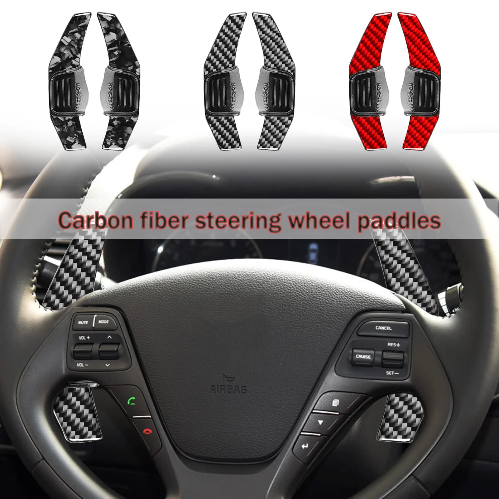 For Kia K3 special K3S new carbon fiber shift paddles accessories, steering wheel control modification, interior sticker
