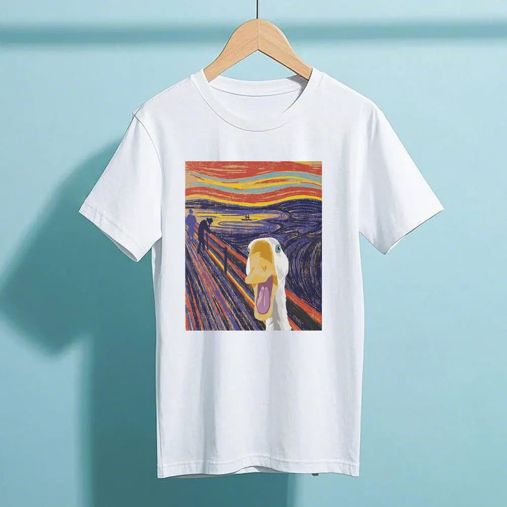 Untitled Goose Game Mischievous Goose Print T Shirt Unisex Adult Summer Cotton Crew Neck Humorous Retro Gaming Tee Top Men Women
