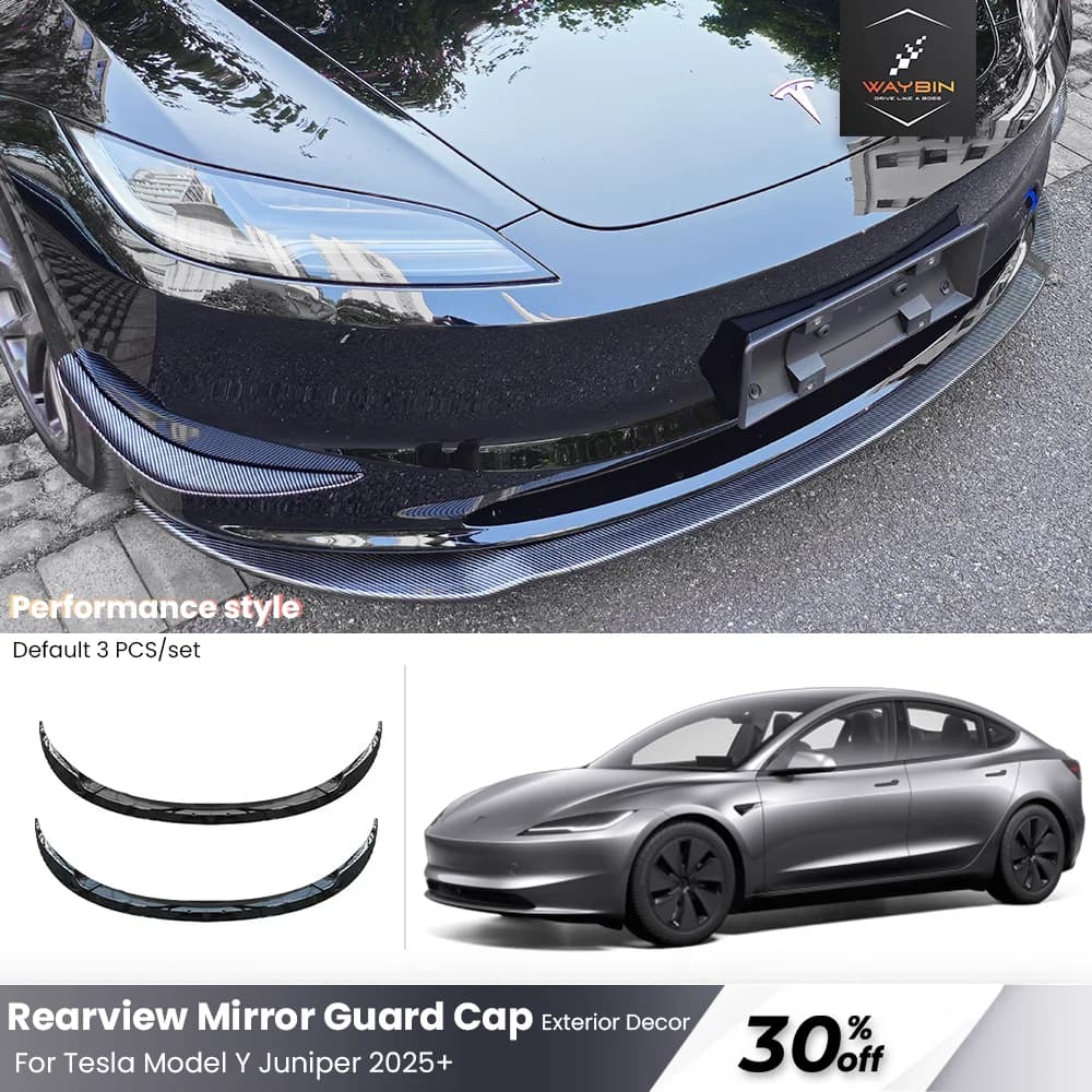 For Tesla Model 3 Highland 2024 Fox Sport Front Bumper Lip ABS Glossy Carbon Spoiler Body Kits Upgrade Auto Accessories