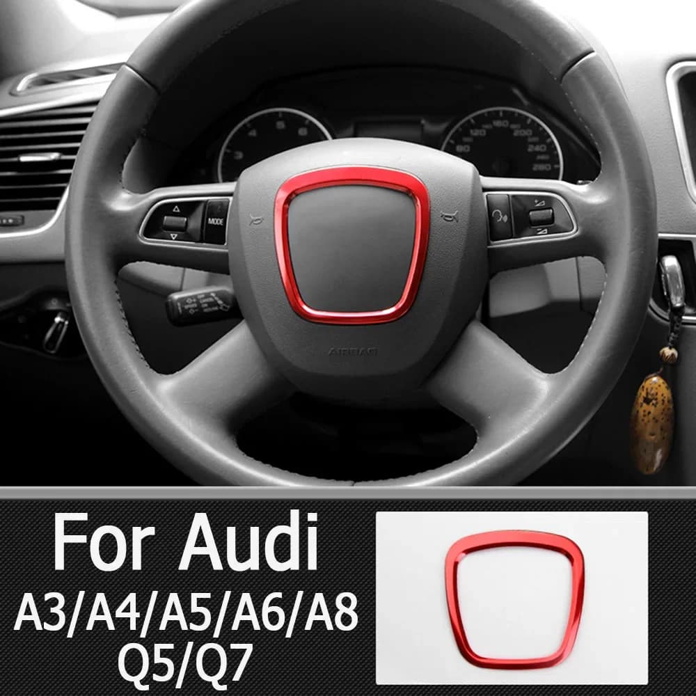 Suitable for Audi A3 8P A4 B7 A5 A6 S-line Logo Steering Wheel Center Decorative Cover Decorative Sticker Ring Car Accessories