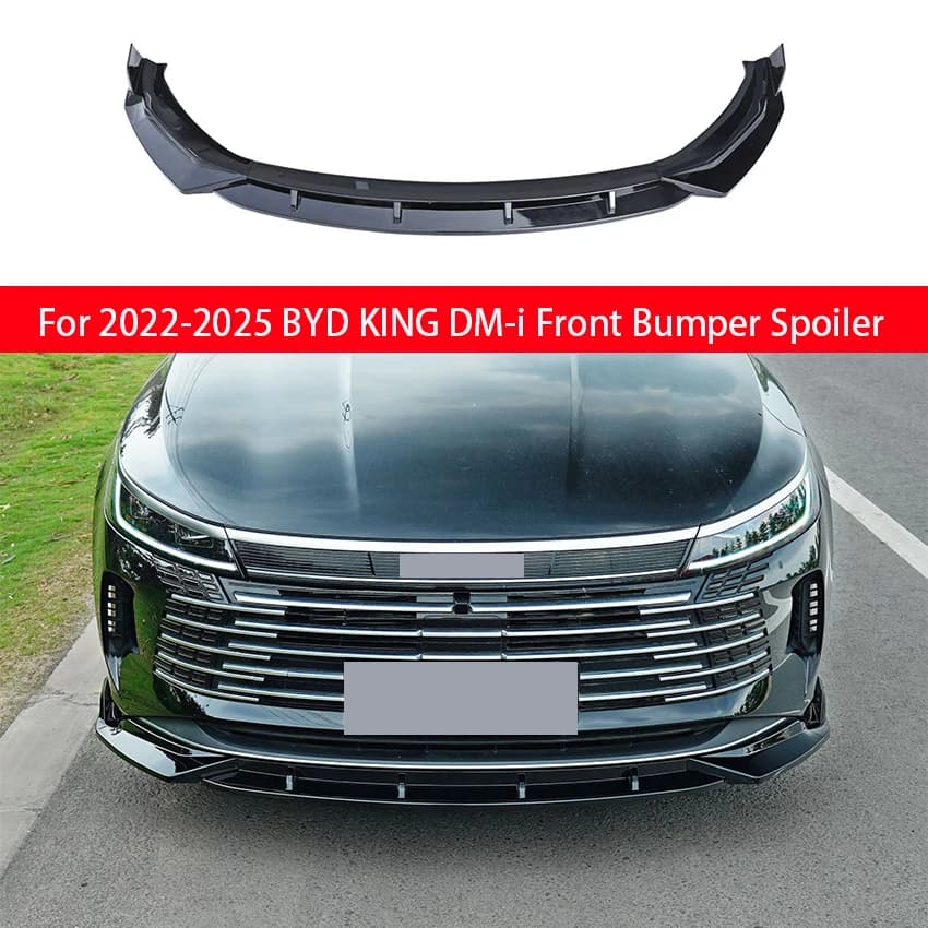 For BYD KING DM-i‌ Bright black Carbon Fiber Pattern Car Front Bumper Lip Spoiler Splitter Trim Accessories 2022 2023 2024 2025