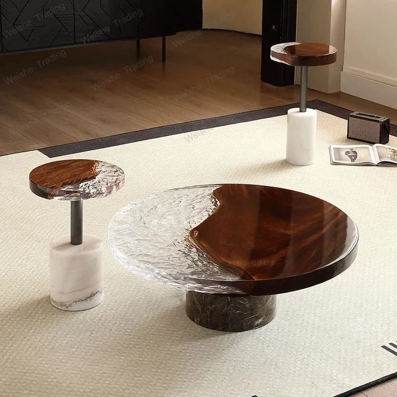 Epoxy Design Coffee Table Modern Centerpiece Marble Center Living Room Side Table Small Round Luxury Stolik Kawowy Furniture