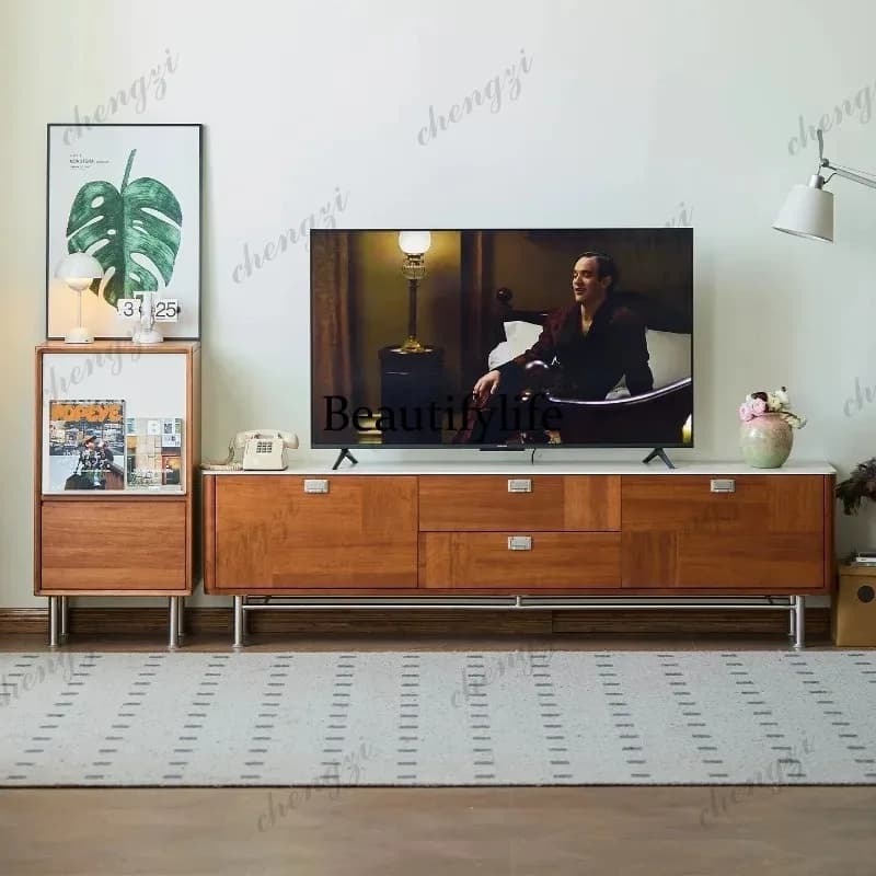 Minimalist Dark Brown Tv Cabinet Drawers Storage 180Cm Living Room Tv Stands Modern Wooden Meuble De Television Furniture Home