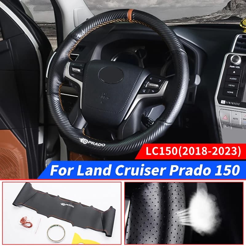 For Toyota Land Cruiser Prado 150 Lc150 Fj150 2018-2022 Interior Upgraded Accessories DIY Sewing Steering Wheel Cowhide Cover