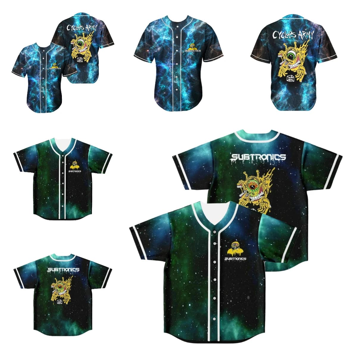 DJ Subtronics Army Baseball Jersey Music Festival V-Neck Short Sleeve Button-Down Shirts Women Men Streetwear Tops