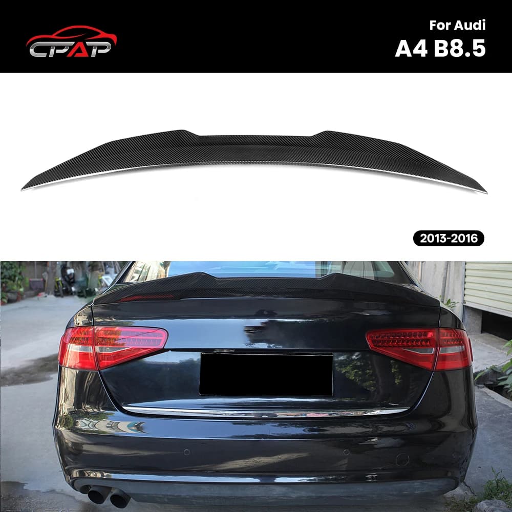 Real Dry Carbon Fiber Rear Trunk Roof Spoiler Boot Wing For Audi A4 B8.5 Sedan PSM Style 2013-2016