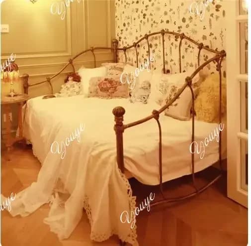 N49 European wrought iron sofa bed single bed simple princess bed sitting and sleeping small apartment, can be customized push-p