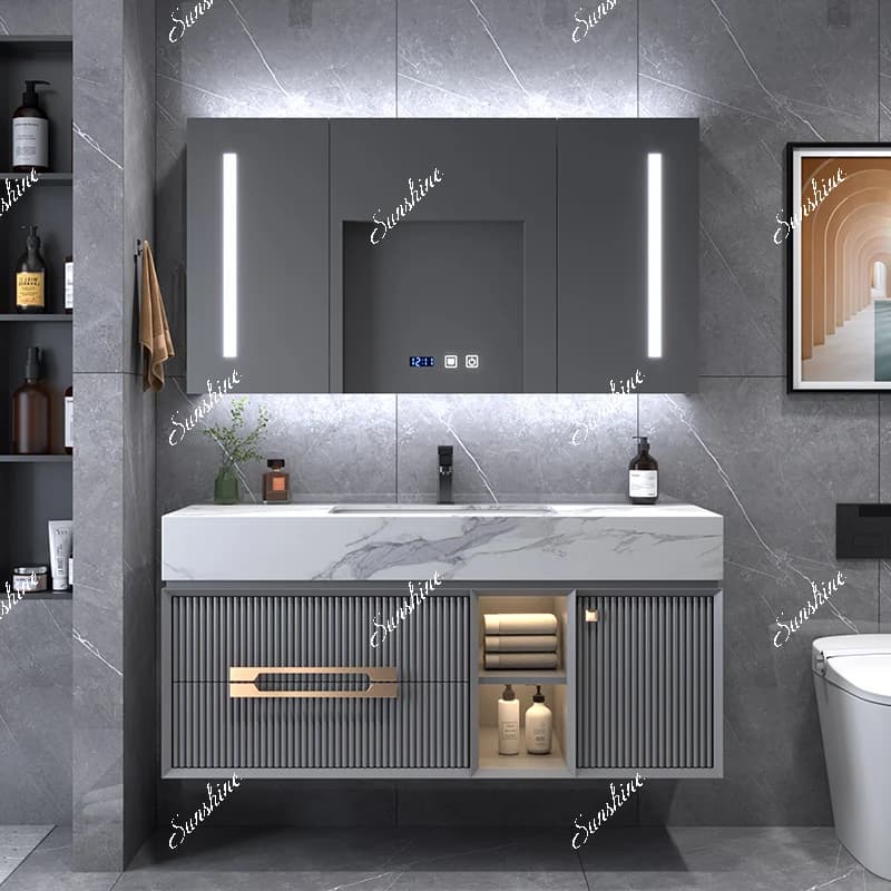 Slate integrated basin cabinet bathroom hand washing combination set bathroom modern simple smart