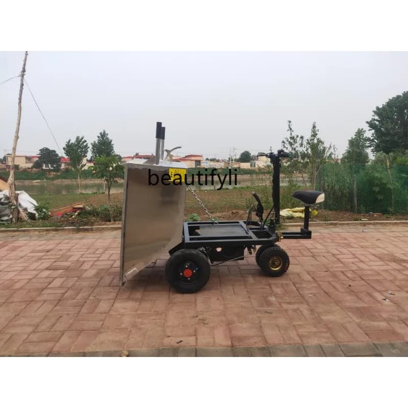 03.ld14 Electric stainless steel tricycle donkey pull feed electric cart ash hopper