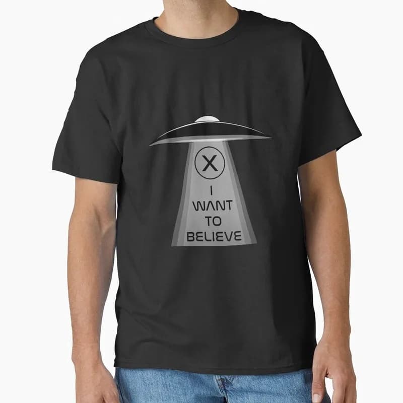 I Want To Believe Vintage Sci fi tv series The X Files Gift t shirt 1104 Retro Alien movie Graphic clothes All size tops S-6XL