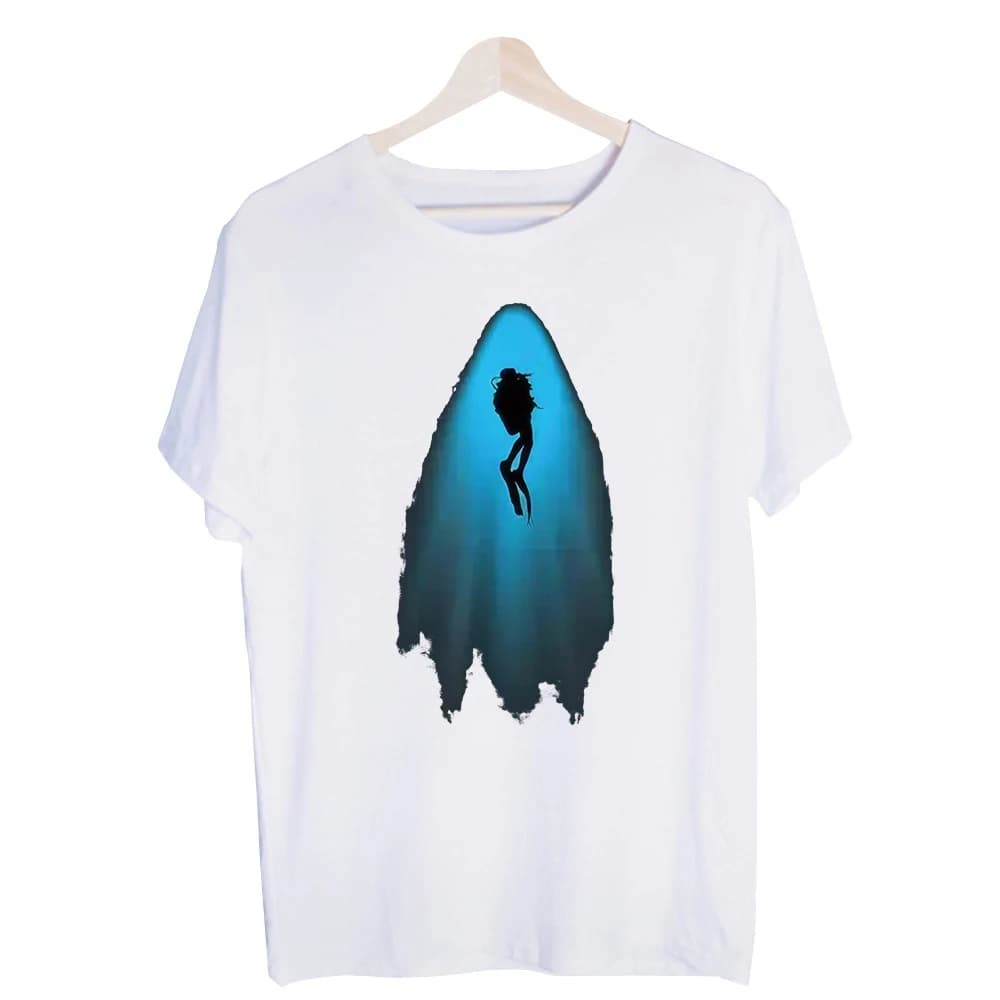 Men's Mermaid Silhouette Graphic Tee, Short Sleeve Crew Neck T-Shirt for Casual Summer Outfits