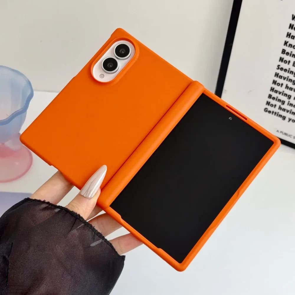 Solid Color Phone Case For Samsung Galaxy Z Fold 8 Wide Axis Hinge Protective PC Hard Shell Back Cover
