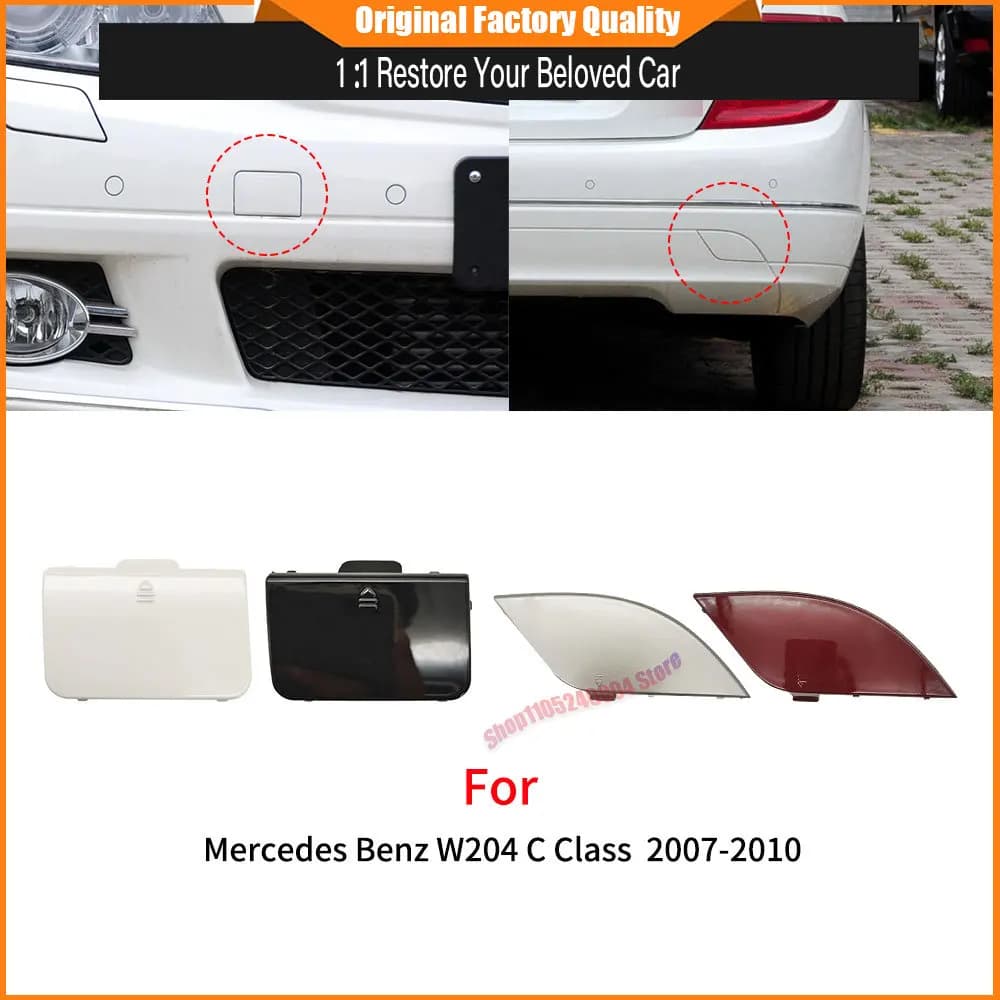 For Mercedes Benz C Class W204 2007 - 2010 Front and Rear Bumper Tow Hook Cover Caps in White Parts 2048850823 2048850124