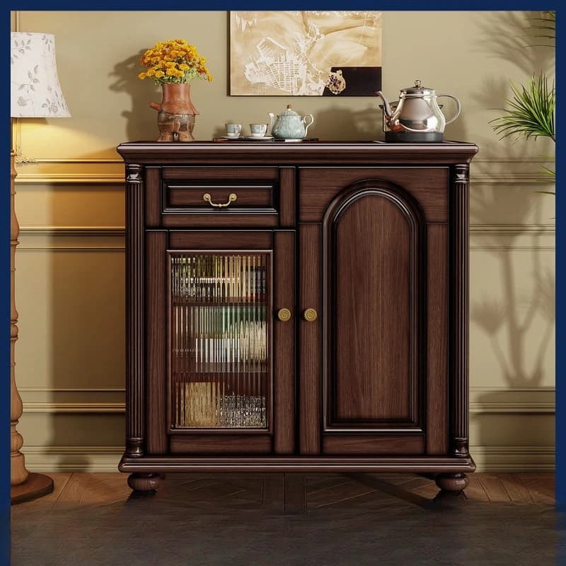 Solid wood tea cabinet, living room storage locker size, household with drawers opposite door, large capacity dining