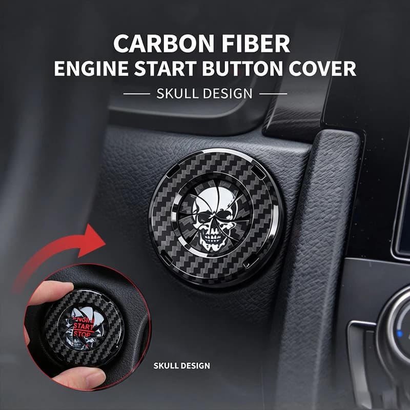 For One Button Start Stop Car Decorative Ring Cover Black Skull ABS Universal Push Engine Protection Car Interior Accessories