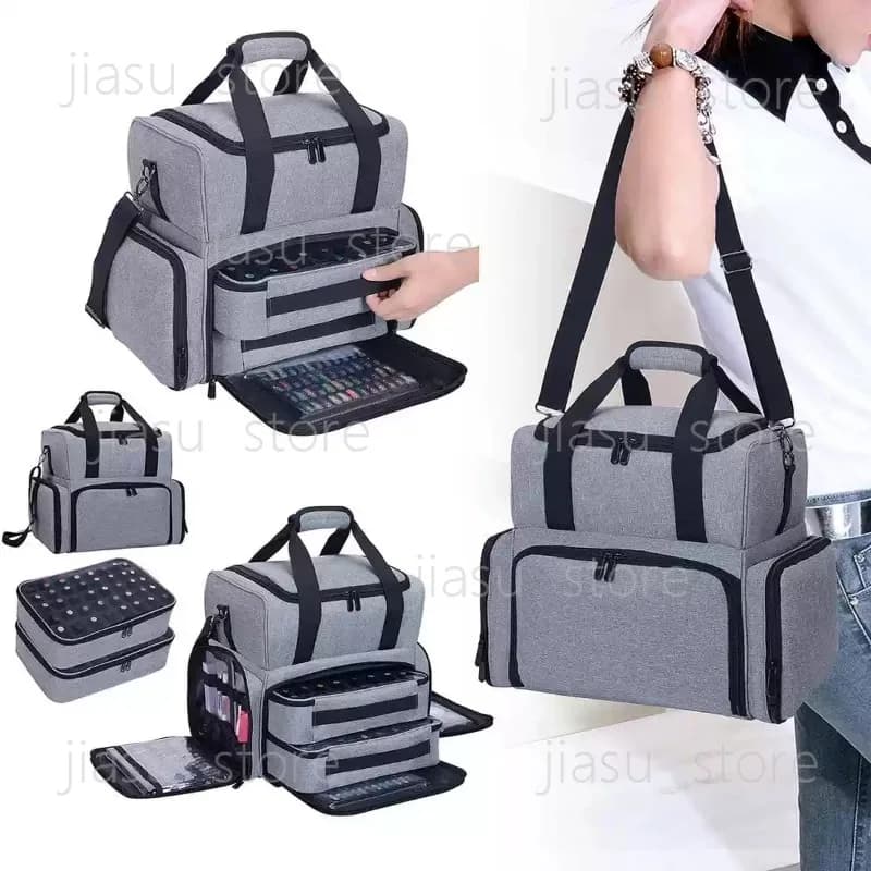 Portable Multi-layer Nail Storage Case for Nail Artists, Handheld Manicure Tool Bag with Space for Nail UV LED Lamp