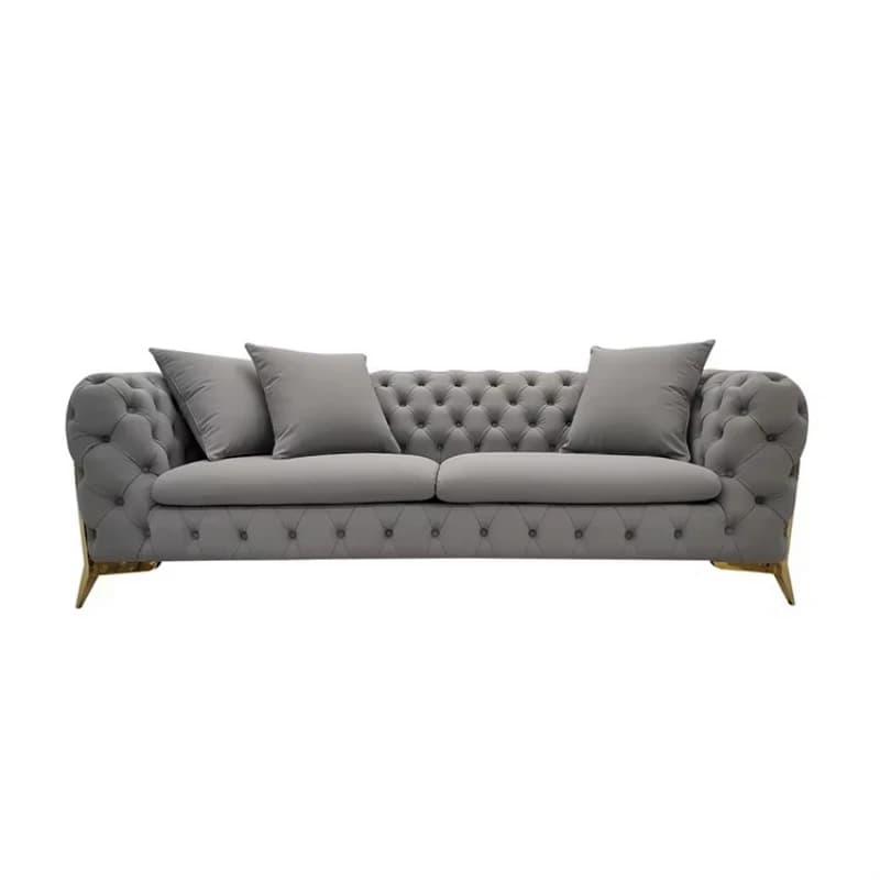 Blue velvet button sofa tufted sofa living room sectional sofa
