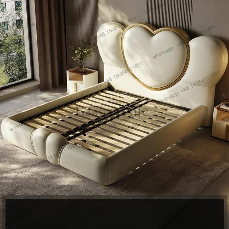 Designer High End Frame Double Bed King Size Wooden Luxury Twin Bed Frame Princess Modern Cama