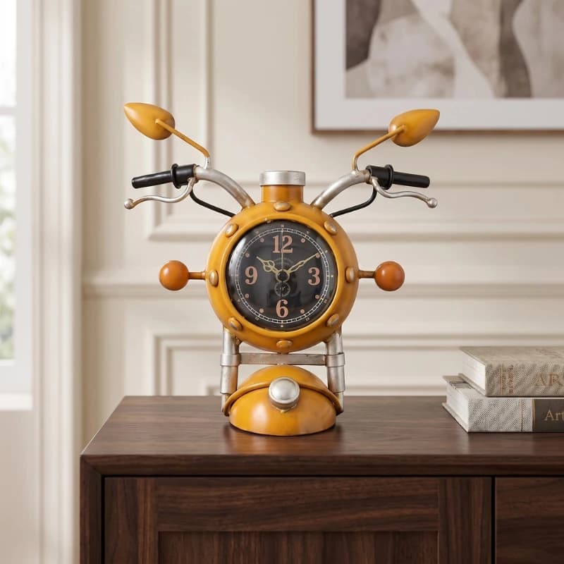 1Pc Retro Motorcycle Desk Clock Living room Study Office Desktop Decor Clocks Bedroom Nightstand Watch Home Decor Desk Clock