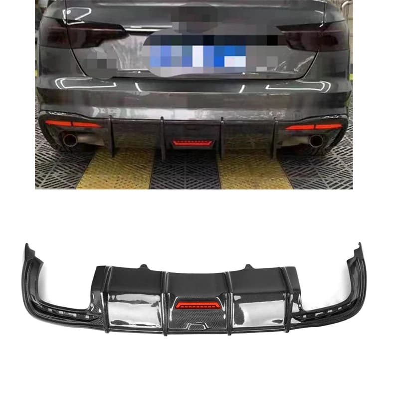AK Style Carbon Fiber Rear Bumper Diffuser Lip Spoiler with Splitters for Audi A4 B10 S-Line 4 Door 2021+