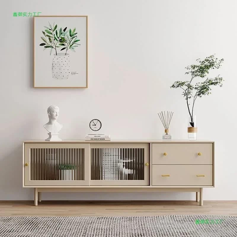 Solid Wood Dining Side Simple Living Room Tea Cabinet Locker Rattan Porch TV Cabinetn29
