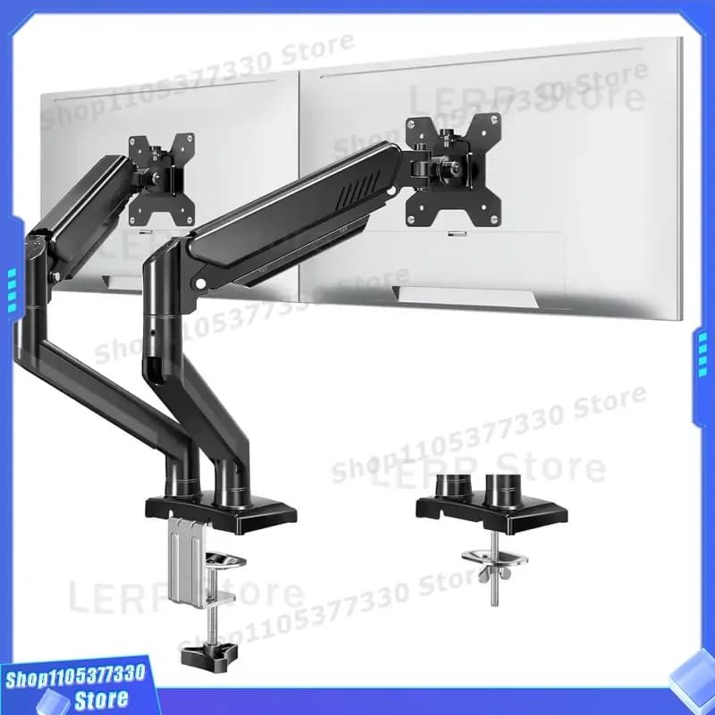 Dual Monitor Stand for 13 to 27 Inch Screens Heavy Duty Desk Mount Holder Supports 2 Monitors up to 12kg Adjustable VESA