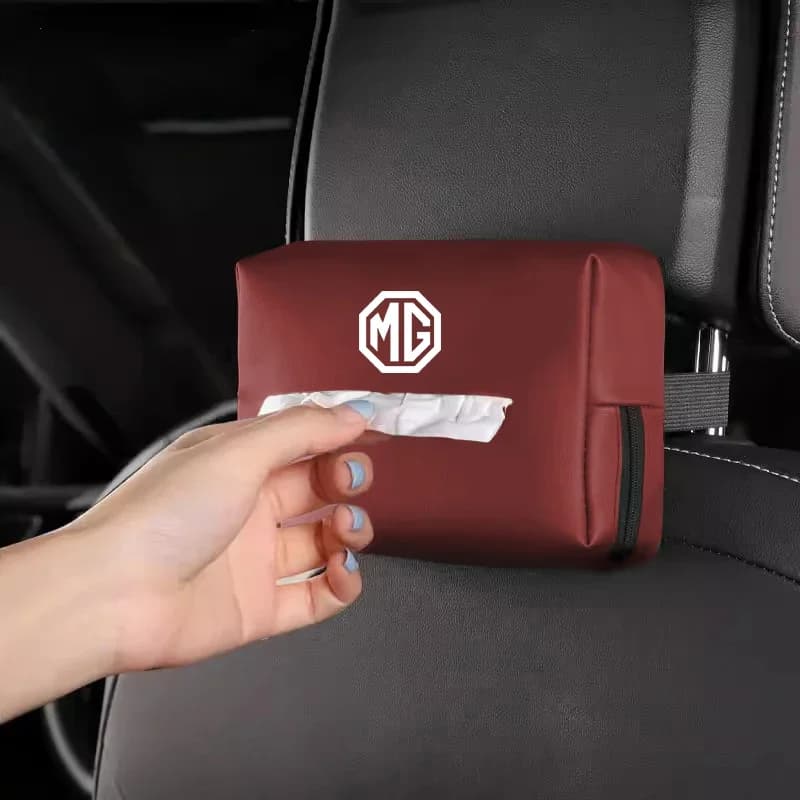 Car Tissue Box Holder For MG ZS HS MG4 Mulan MG5 MG6 MG7, Leather Tissue Storage Bag, Auto Interior Decoration Accessories