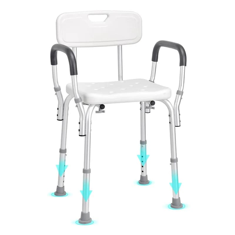 Shower Chair with Back Adjustable Height Shower tool for Inside Shower Non-slip Bath Chair for Elderly Disabled Handicap