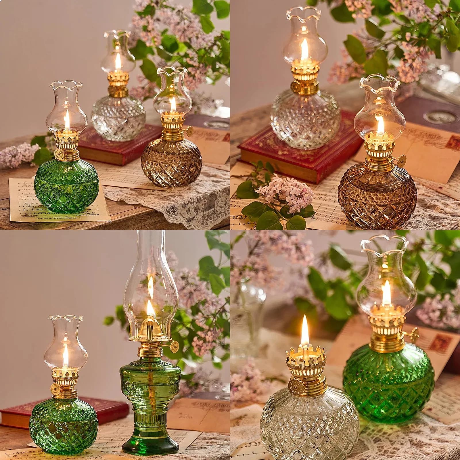 Rustic Large Oil Lamp Vintage Glass Lamp Antique Oil Lamps for Indoor Use Emergency Lighting Hurricane Lamp Chamber
