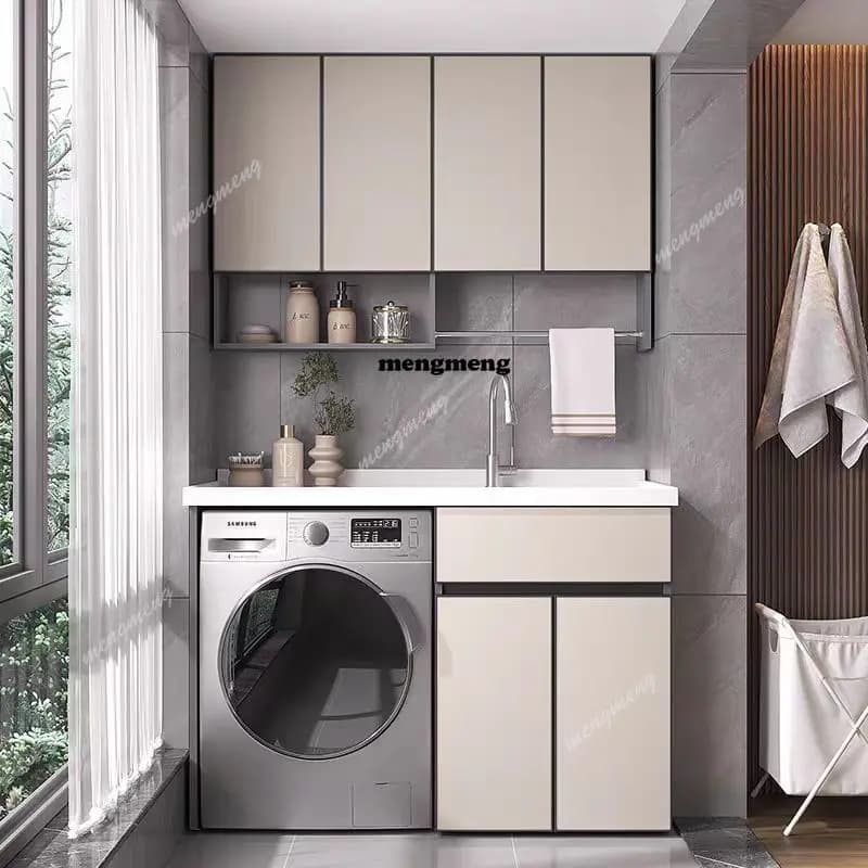 Balcony Integrated Laundry Cabinet Space Aluminum Washbasin Set Living Room Cabinets Washbasin Board Furniture Armoire