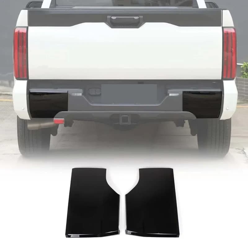 ABS Glossy Black For Toyota Tundra 2022+ Car rear bumper decorative board sticker car exterior protection accessories 2Pcs