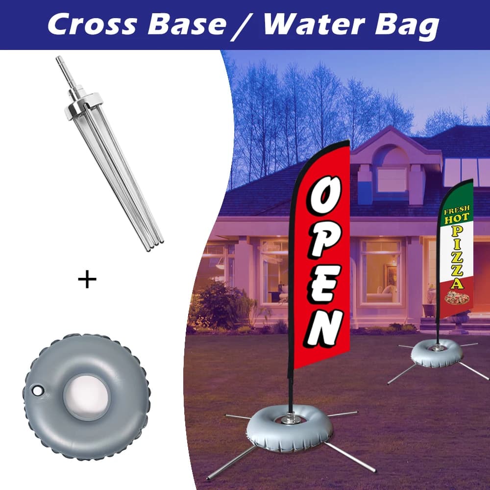 Cross Base + Water Bag For Flagpole (Without Flag & Pole) Feather Beach Flag Pole Holder Base Stake Banner Swooper Hardware
