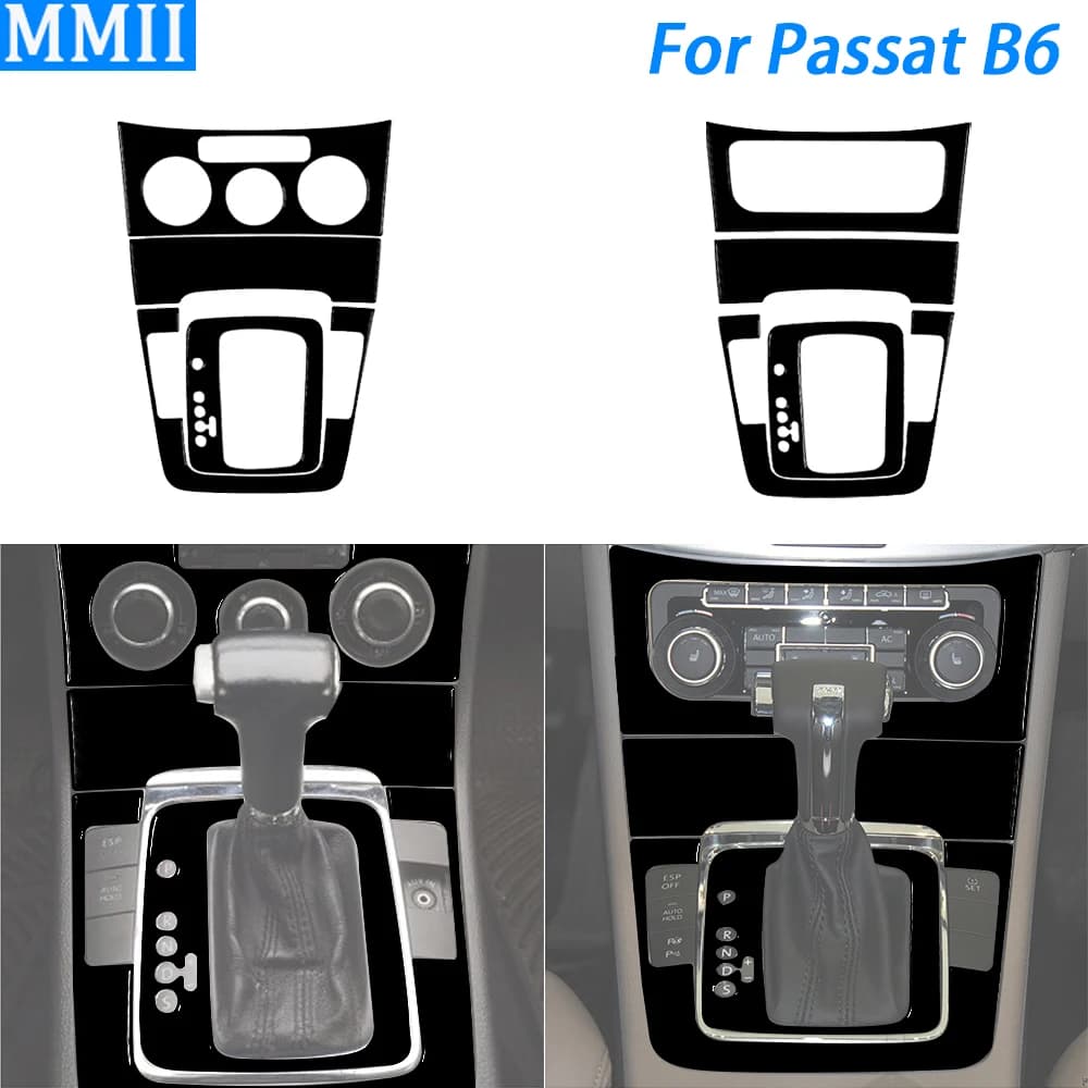 For Volkswagen Passat B6 2006-2011 Piano Black Centre Gear Shift Air Conditioning Console Panel Car Interior Accessories Sticker