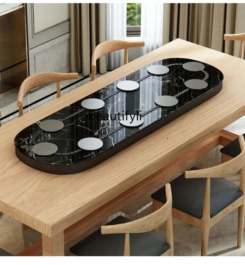 Home Dining Table Electric Turntable Long Table Small Automatic Rotating Conveyor Belt Rectangular Multi-Person Table Equipment