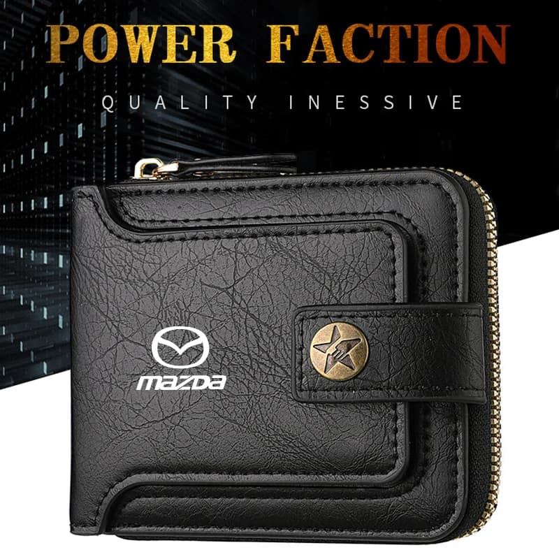 Car Interior Men's Leather Wallet Card Holder Case Locking Coin Purse For Mazda 6 3 CX5 5 2 323 CX7 Demio Atenza Axela MX30 CX30
