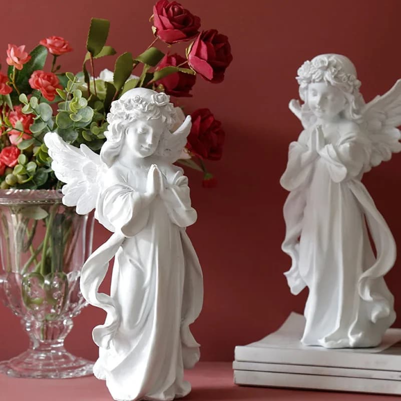 1Pcs Resin Prayer Angel Sculpture Decorative Ornament Adornment for Garden Desk Home Angel Desktop Decoration Desktop Adornment