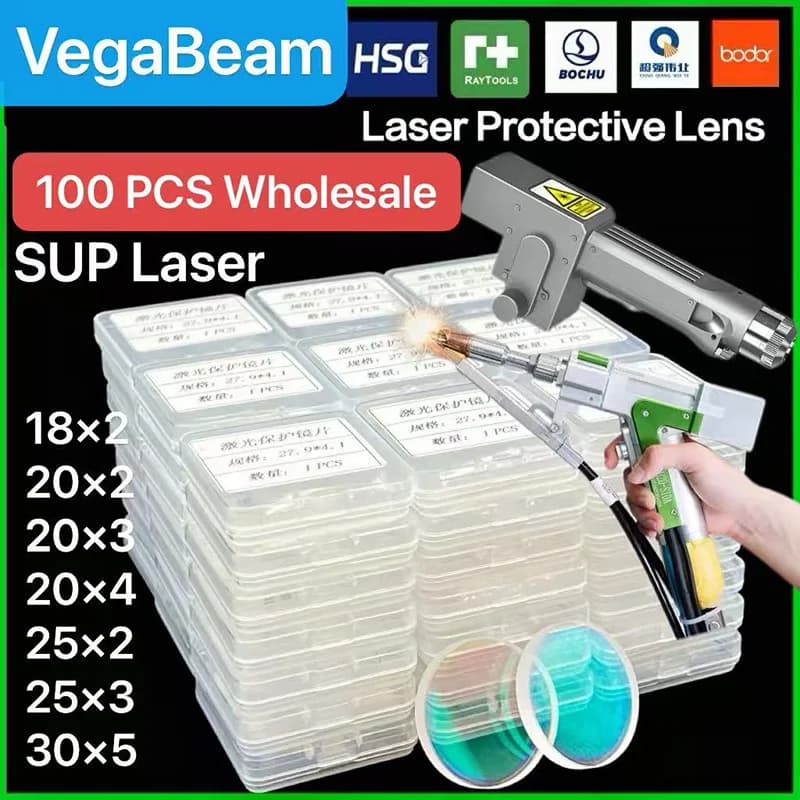 100PCS Wholesale Laser Protective Windows Lens 18x2 20x3 25x2 27.9x4.1 1064nm Optical Lens for SUP Laser Welding Protective Lens