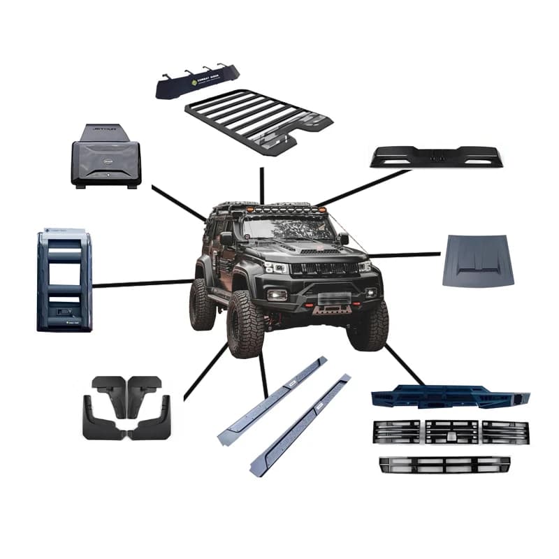 High Quality Body Kit Mud Guards Side Box Front Grille Insect Screen Hood Cover Spotlight Ladder Fit for BJ40