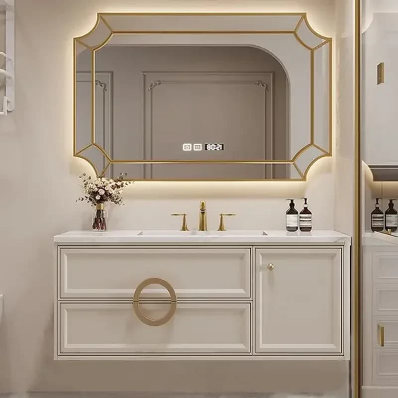 Intelligent Minimalist Modern Bathroom Cabinet Ceramic Sink Combination Solid Wood Bathroom Washbasin Cabinet Toilet Furniture