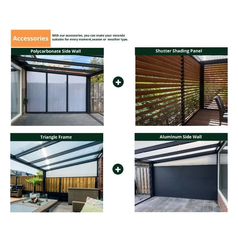 Outdoor Patio Roof Structure Waterproof Clear Polycarbonate Roofing Material for Garden Terrace