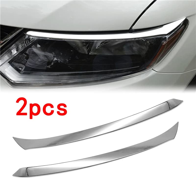 2 Pcs Car Front Headlight Eyebrow Cover Trim ABS Chrome Silver Sticker Accessories for Nissan XTrail X-Trail T32 2014 2015 2016