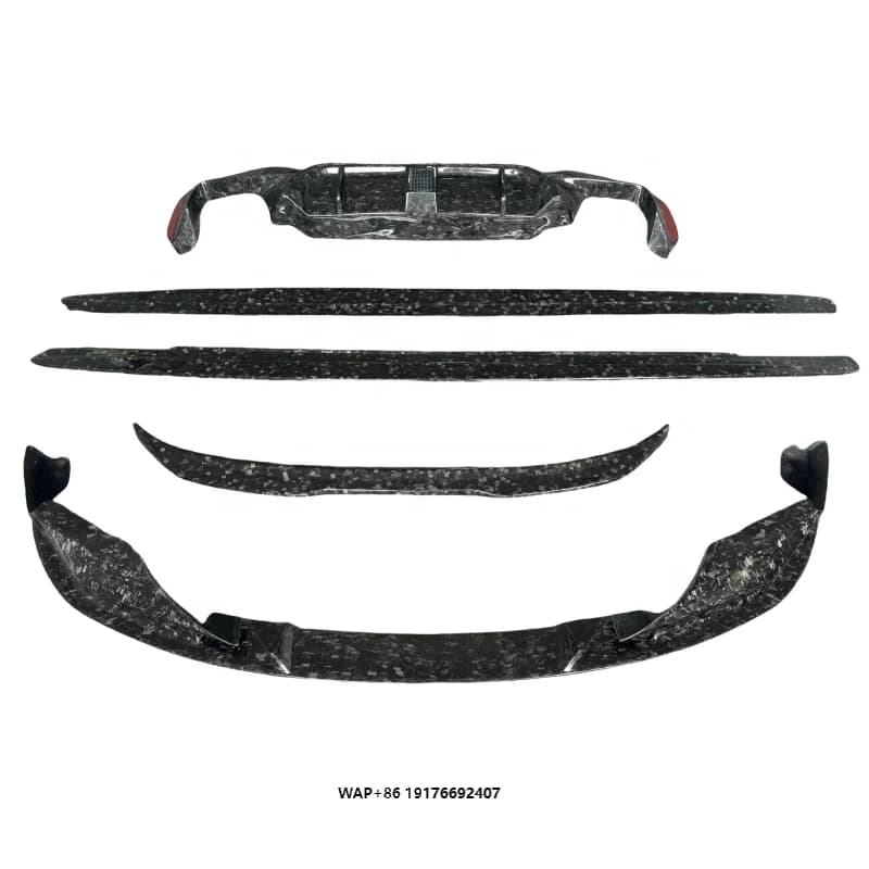 For M5 F90 Upgrade forged carbon fiber 3D style front lip MP style side skirt rear diffuser Pro style rear spoiler body kit