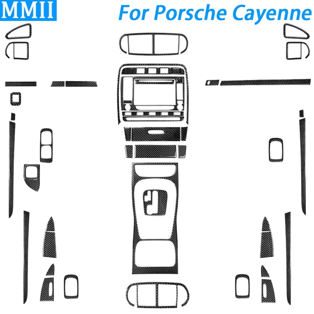 For Porsche Cayenne S GTS Turbo 2003-2010 Carbon Fiber Gear Shift Air Outlet Window Lift Dashboard Panel Car Interior Sticker