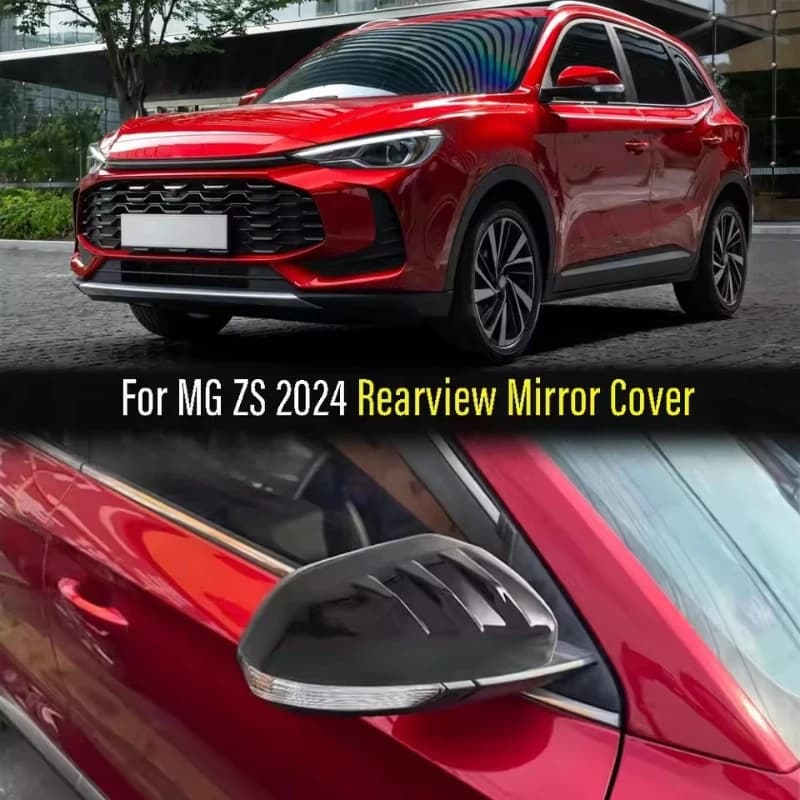 For MG ZS 2017-2023 2024 ABS Carbon Fiber Side Wing Rear View Rearview Mirror Cap Cover Trim Case Exterior Accessories