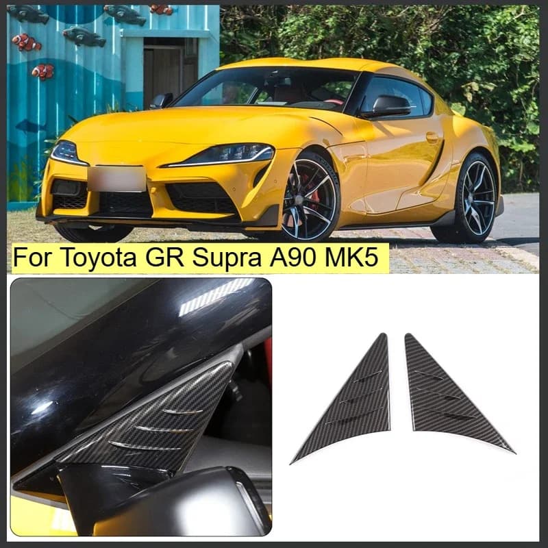 2pcs Fit For Toyota GR Supra A90 MK5 2019-2025 Carbon Fiber ABS wind buffeting Accessories Side Window Spoiler Triangle Cover