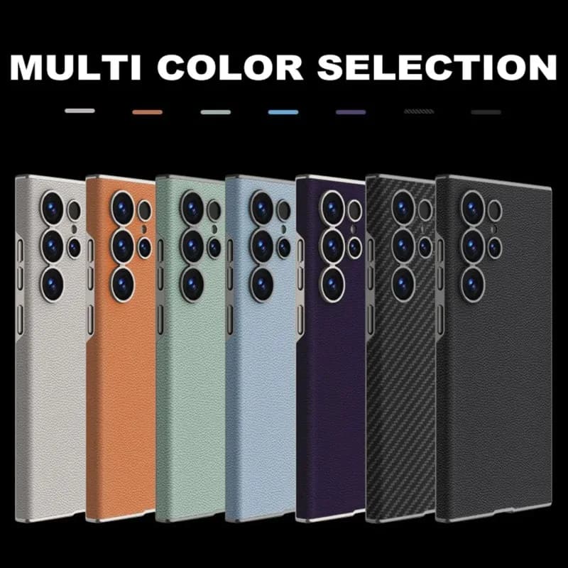 For Samsung Galaxy S25 Ultra Leather Case, Business Shockproof Phone Case Camera Protection Light Luxury Ultra Thin Cover
