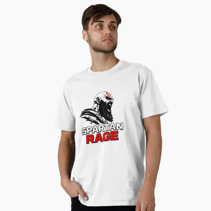 Retro Kratos God of War Videogame Gift T-Shirt Vintage Spartan warrior Graphic Clothes 0401 100% cotton printed Large size Tops
