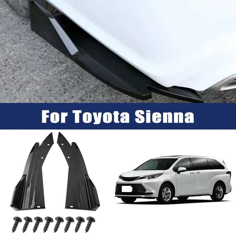 2pcs Car Rear Bumper Spoiler Lip Carbon Fiber Wing Trim Anti-crash Diffuser Side Skirt Wrap Angle Splitter For Toyota Sienna